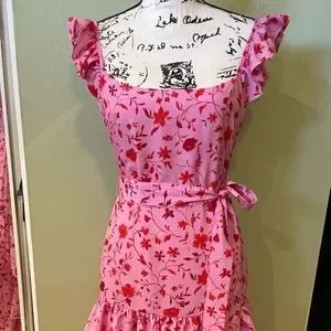 Likely Dresses Likely Charlotte Pink And Red Floral Tiered Sleeveless Midi Dress Size 8 Poshmark